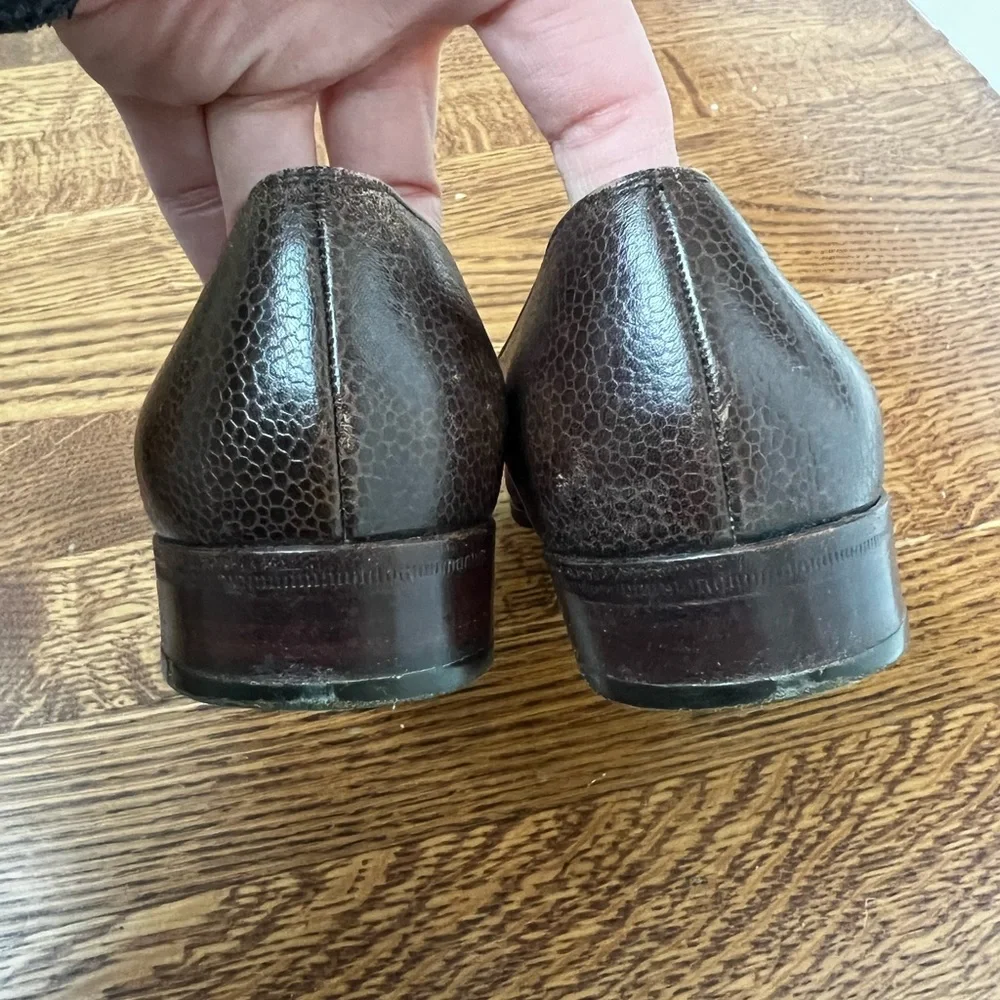 TANINO CRISCI Handmade‎ Brown Leather Loafers Buckle Luxury Italy Vintage 34